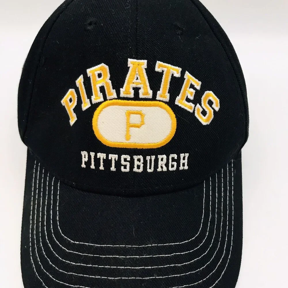 Pittsburgh Pirates MLB Logo Baseball Cap Fan Favorite Black Gold Strapback Hat